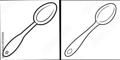 Spoon Coloring Book Page – Outline Line Art Kitchen Utensil Design for Kids and Adults