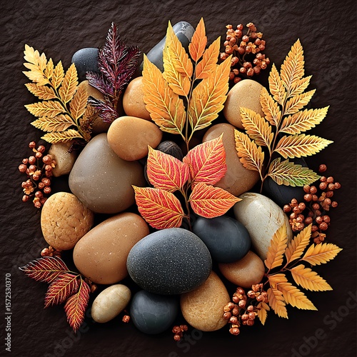Smooth round stones in composition high resolution picture