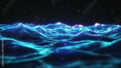 Celestial waves shimmering with otherworldly light in a mesmerizing display
