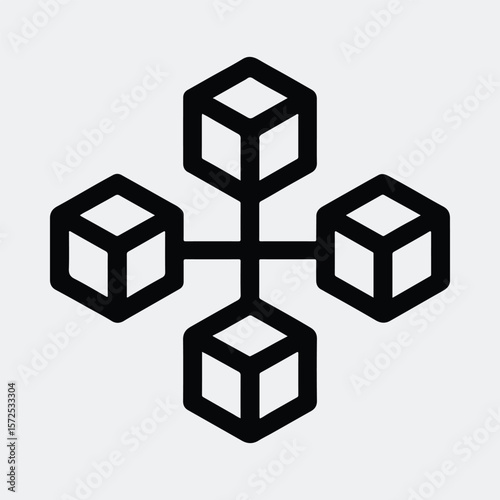 Silhouette blockchain network connection data concept vector illustration