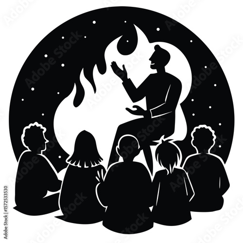 Storyteller with audience 