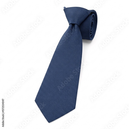 Textured navy blue tie, isolated on a white