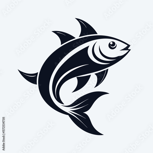 Dynamic black and white silhouette of a powerful shark in motion symbolizing strength and the ocean s majesty