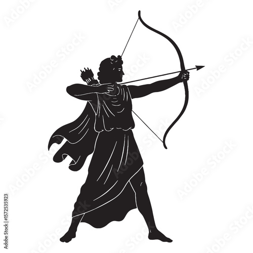 Essential Apollo digital black graphic, a powerful tool for various endeavors – Apollo silhouette – Apollo Vector – Silhouette of Apollo – Greek god illustration

