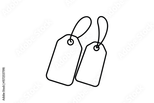 Two Blank Price Tags in Simple Silhouette Style