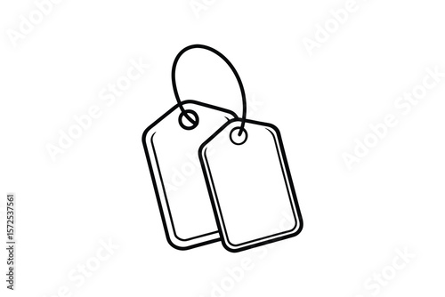 Two Blank Price Tags with String Silhouette