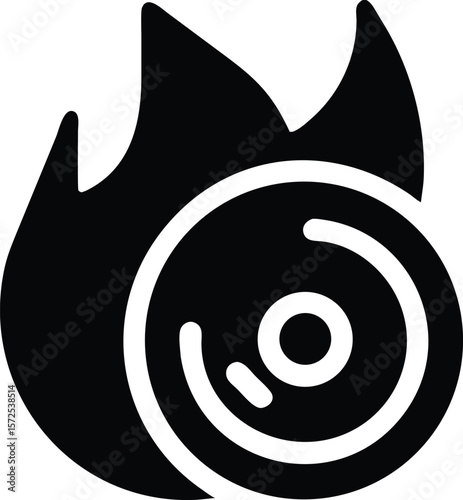 Burning disc fire icon symbol vector