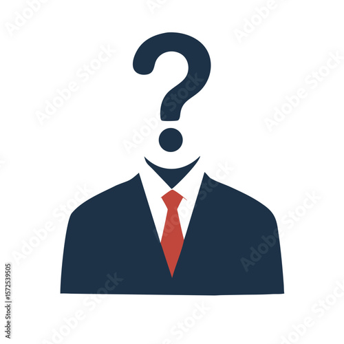 Headless businessman with red tie and question mark