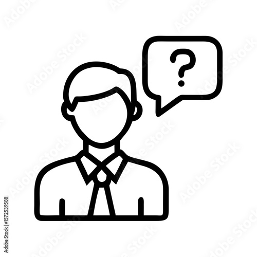 Businessman with question mark in speech bubble