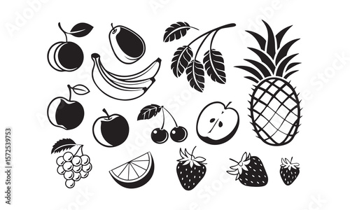 Black Silhouette Fruit Icon Pack.