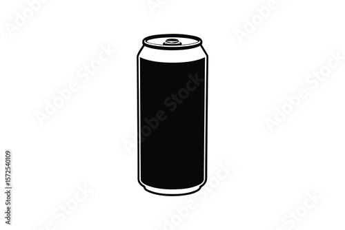 Tall Aluminum Can Drink Container Black Silhouette