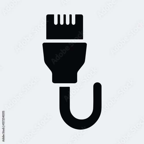 Silhouette ethernet cable networking connection black and white vector illustration
