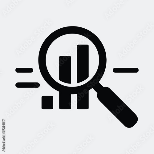 Silhouette financial analysis with magnifying glass and bar graph vector illustration