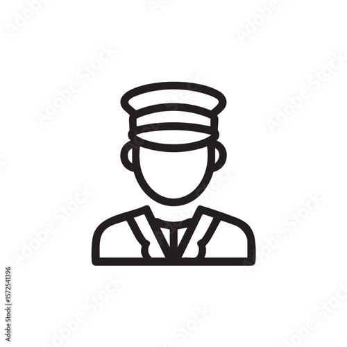A simple outline drawing of a person in uniform.
