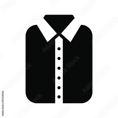 Black collared shirt icon buttonup formal wear simple vector illustration clothing symbol minimalist design
