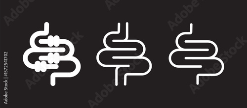 guts vector icons. Linear intestines or bowel. Human organ