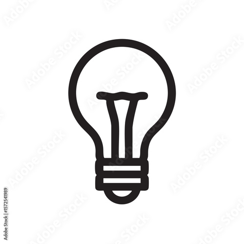 A simple black and white line drawing of a lightbulb.