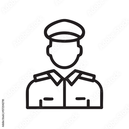 A simple black and white line drawing of a uniformed officer.