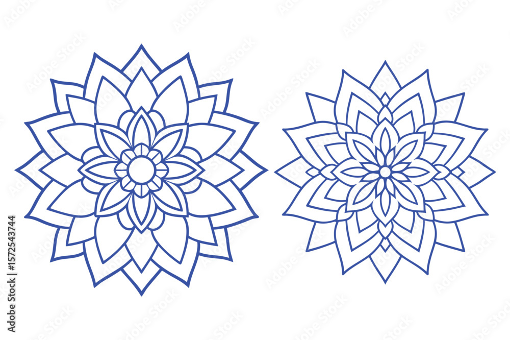Obraz premium Intricate blue floral mandala designs geometric symmetrical