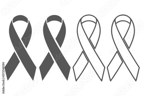 Awareness Ribbons in Solid and Outline Styles