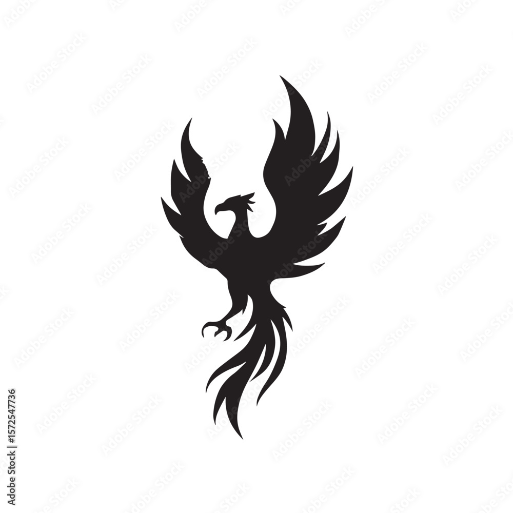 Fototapeta premium Flying eagle vector silhouette illustration with spread wings, a powerful symbol of freedom and nature's design
