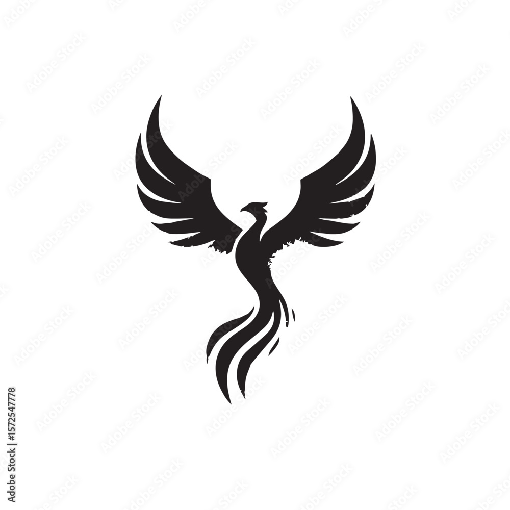 Fototapeta premium Flying eagle vector silhouette illustration with spread wings, a powerful symbol of freedom and nature's design