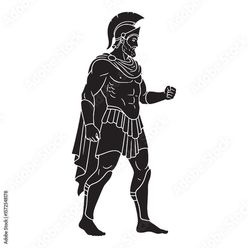 Mighty Ares black vector graphic, reflecting his raw and powerful temperament – Ares silhouette – Ares Vector – Silhouette of Ares – Greek god silhouette

