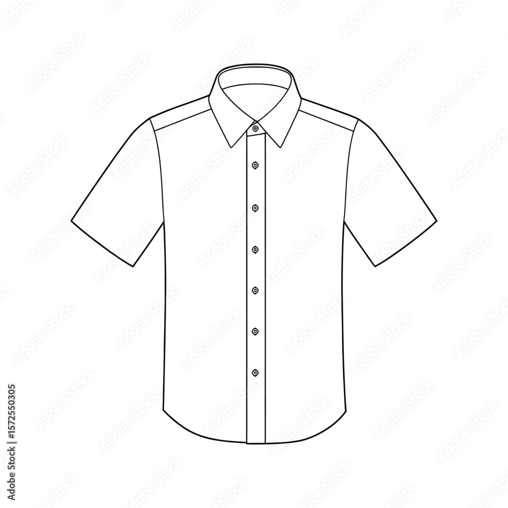 Mens Short Sleeve ButtonDown Shirt Template Clean Line Drawing for Fashion Design and Apparel Mens Short Sleeve ButtonDown Shirt Template Clean Line Drawing for Fashion Design and Apparel