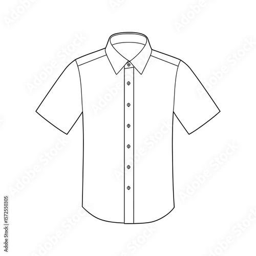 Mens Short Sleeve ButtonDown Shirt Template  Clean Line Drawing for Fashion Design and Apparel