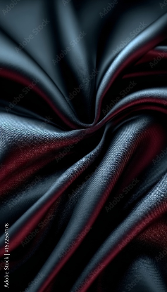 Fototapeta premium Elegant Draped Black and Blue Fabric Background with Smooth Texture and Soft Shadows for Photography