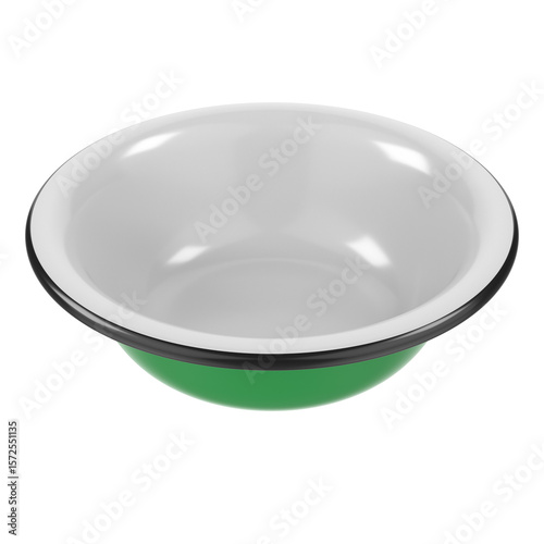 Green metal bowl isolated on transparent background