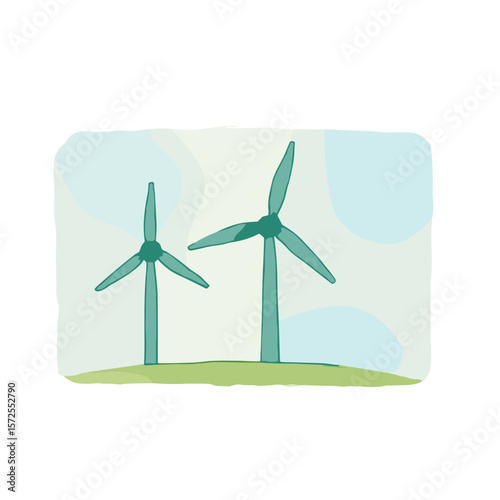 Wind Turbines watercolor vector
