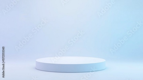 Minimalist White Cylinder Platform on Light Blue Background: Product Display Mockup