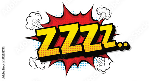 Comic Pop Art style graphic with text 'ZZZZZ...' and colorful effects  
