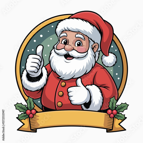 Cheerful Cartoon Santa Claus Giving a Thumbs Up