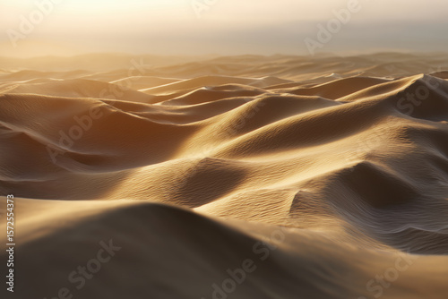 Sunset in the desert. Sand dunes. photo