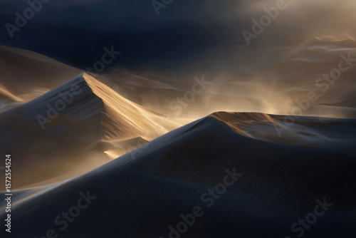 sand dunes in the desert during a sandstorm