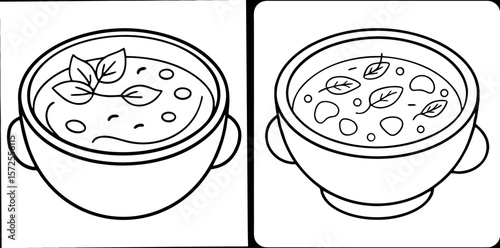Russian Borscht Soup Coloring Book Page – Outline Line Art Traditional Beetroot Soup for Kids and Adults