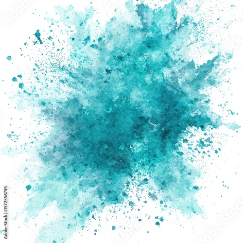 Abstract teal watercolor splatter