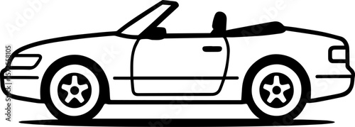 Convertible Vector Car Illustration – Minimal Black and White Side View Line Art for Automotive and Editorial DesignConvertible Vector Car Illustration – Minimal Black and White Side View Line Art for