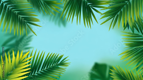 Green palm leaves in a calm setting
