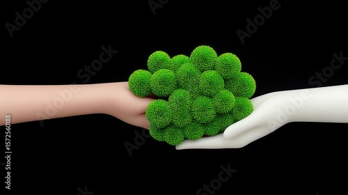 Symbolic Handoff of a Green Sphere Between Two Hands