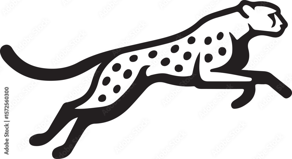 Fototapeta premium Vector illustration of a wild feline leopard silhouette running