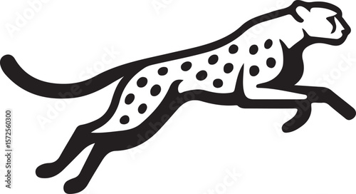 Vector illustration of a wild feline leopard silhouette running