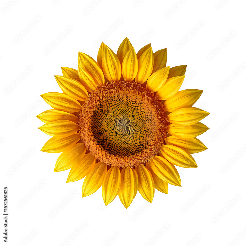 Fototapeta premium Sunflower isolated on white background with clipping path. Top view.