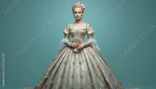 Elegant Rococo Gown Portrait