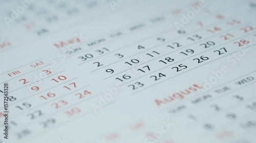 calendar page showing may and august dates