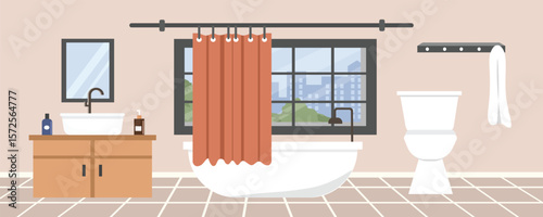 Bathroom illustration. Hotel bathroom. Apartment bathroom. Bath tub illustration. Take a bath.