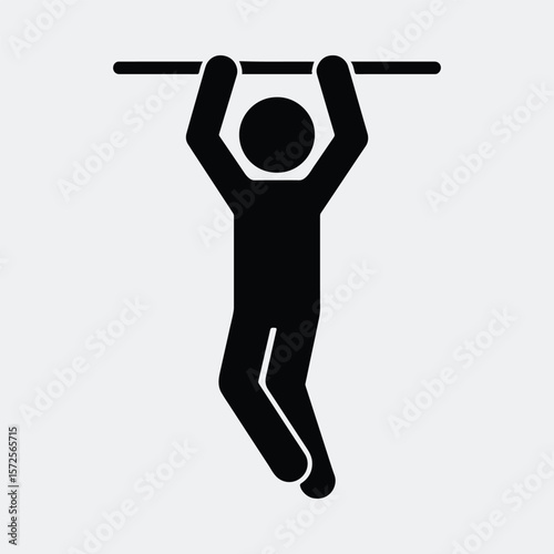 Silhouette man doing pull up exercise vector illustration