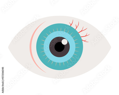 Stylized Vector Illustration of a Human Eye with Bloodshot Conjunctiva